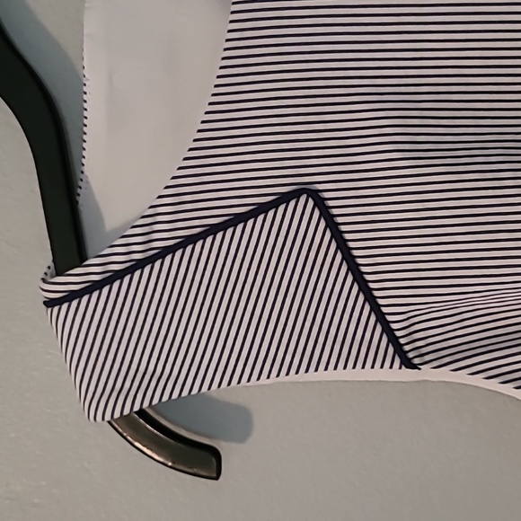 Alex Marie Navy Blue White Striped Sleeveless Cotton Blend Dress Sz 10 Nautical - Picture 6 of 13